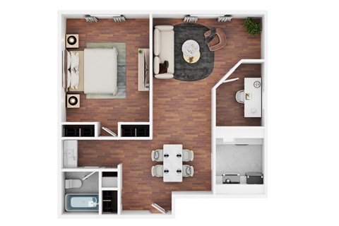 One Bedroom with Den Floor Plan